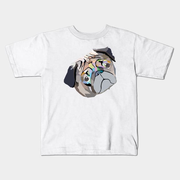 pug. pug lover. pug life. geometric. lowpoly. vector art. Kids T-Shirt by Houseofyhodie